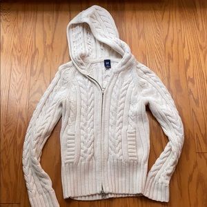 Gap women’s zip up cable knit sweater with hood